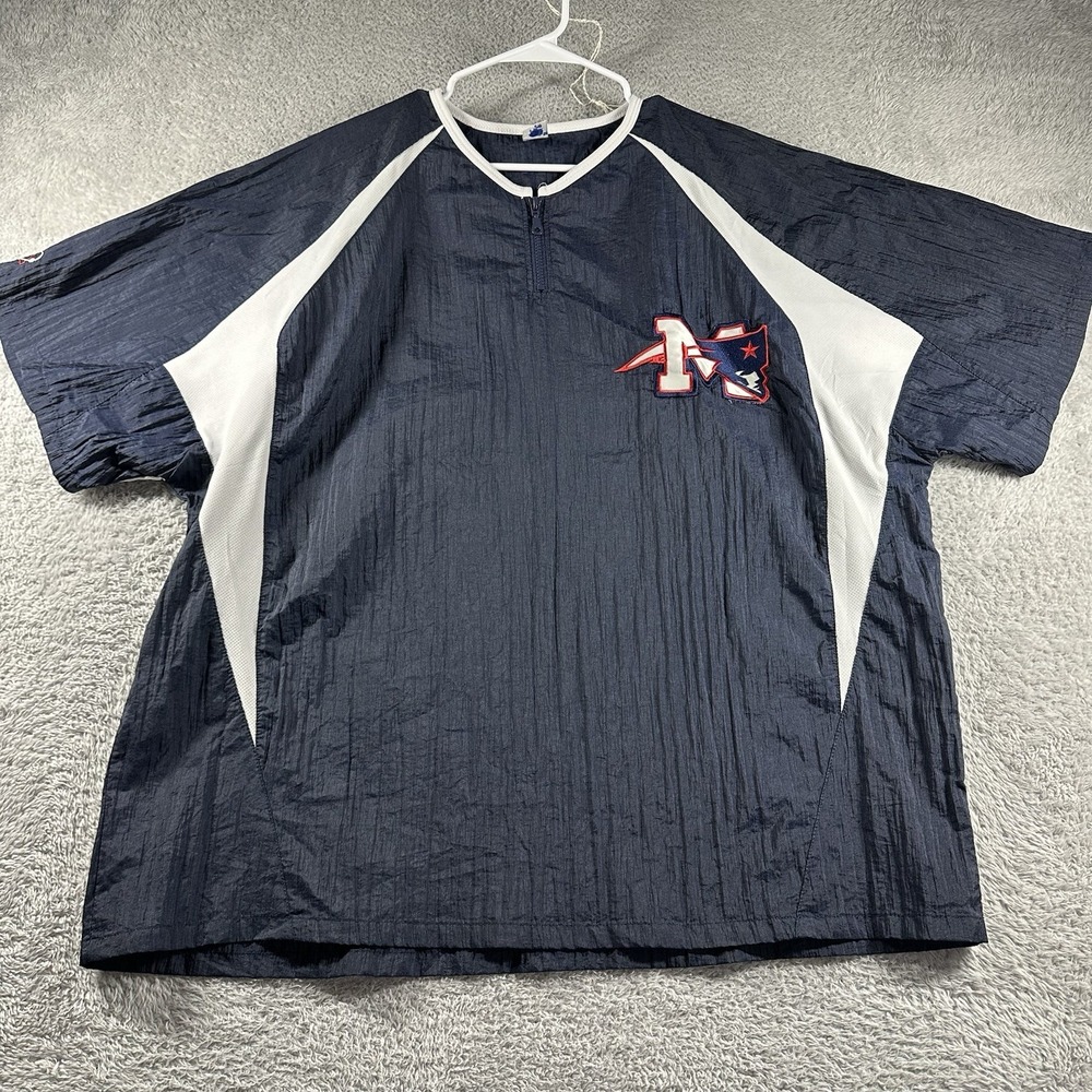 VINTAGE New England Patriots Starter Shirt 1/4 Zip Pull Over Poly XXL‎ Navy Blue